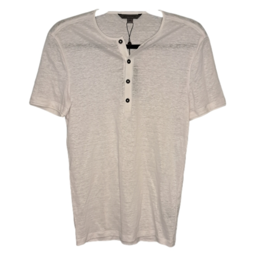 JOHN VARVATOS ◇ Bleeker Henley ◇ 100% Linen, Cream, Short Sleeve ◇ Size XS ◇ NWT - Picture 5 of 11